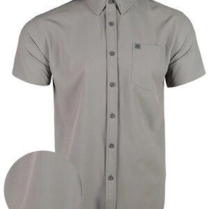 Boyz Club Men’s Solid Grey Short Sleeve Button Down Shirt 2XL